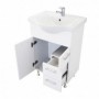 Baza si lavoar baie cu usa + 3 sertare, MDF vopsit alb, 81x55x34 cm AX2642