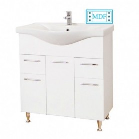 Baza si lavoar baie GN1531 - 75 cm alb cu sertare