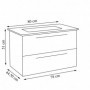 Baza si lavoar GN0541 - 80 cm, suspendat, sertare, alb