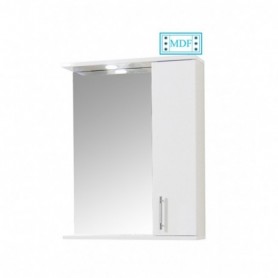 Oglinda baie cu dulap MDF alb lucios, 2 polite, 55 cm