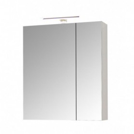 Oglinda baie tip dulap cu 3 rafturi + iluminat led, alb mat, 70x68x15 cm