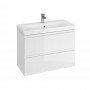 Baza si lavoar AX AS9791 Slim - 80 cm, suspendat, sertare, alb