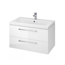 Baza si lavoar AX AS8091 - 80 cm, suspendat, sertare, alb