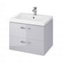 Baza si lavoar AX ASA491 - 60 cm, suspendat, sertare, gri