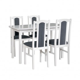 Set masa extensibila ZN4 Matia si 4 scaune ZN14 Baron alb/gri