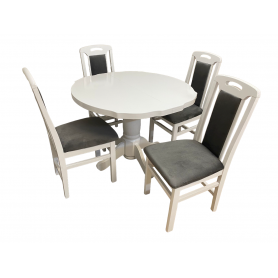 Set masa living SR Zan alba plus 4 scaune SR Rim alb/gri, 100x74x100/133.5 cm