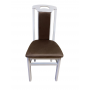 Set masa living SR Zork alba plus 6 scaune SR Rim alb/maro, 74x90x160/200 cm