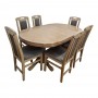 Set masa living SR Zork plus 6 scaune SR Rim stejar sonoma, 74x90x160/200 cm