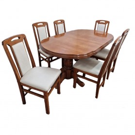 Set masa living SR Zork plus 6 scaune SR Rim cires, 74x90x160/200 cm