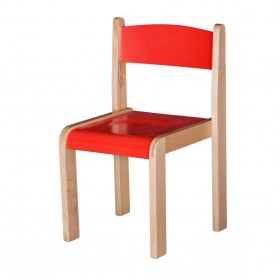 Scaun lemn gradinita Prichindel, H31, rosu