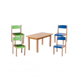 Set masa + 4 scaune gradinita Prichindel, H31, verde/albastru