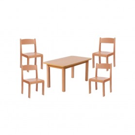 Set masa + 4 scaune gradinita Prichindel, H31, natur