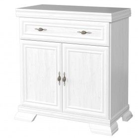 Comoda living AXKK1, 2 usi, sertar, Alb Antichizat, 88 x 46 x 97 cm