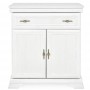 Comoda living AXKK1, 2 usi, sertar, Alb Antichizat, 88 x 46 x 97 cm