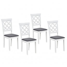 Set 4 Scaune Dining Viena lemn masiv, Sezut Tapitat Stofa, 94x49x40 cm, alb/gri
