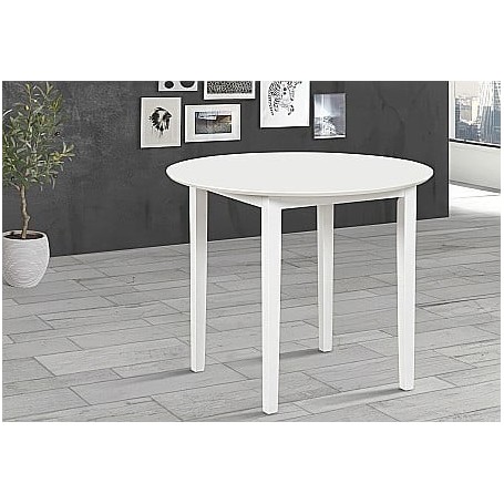 Masă dining rotundă Sofia, 90x74 cm, pentru 4 persoane, blat MDF, structură lemn masiv, alb