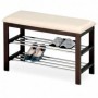 Suport pantofi lemn tip taburet HL ST3, crem/wenge