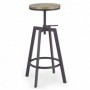 Scaun bar retro, MDF laminat coffee, reglabil pe inaltime