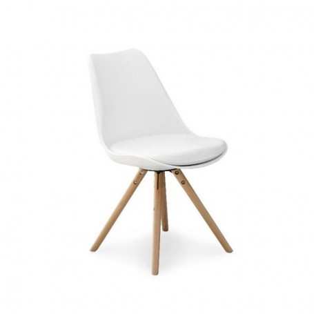 Scaun living tapitat piele ecologica AX Q301 alb