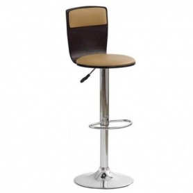 Scaun bar lemn, tapitat cu piele ecologica wenge, AX Z70