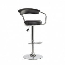 Scaun bar negru Saturn, piele ecologica